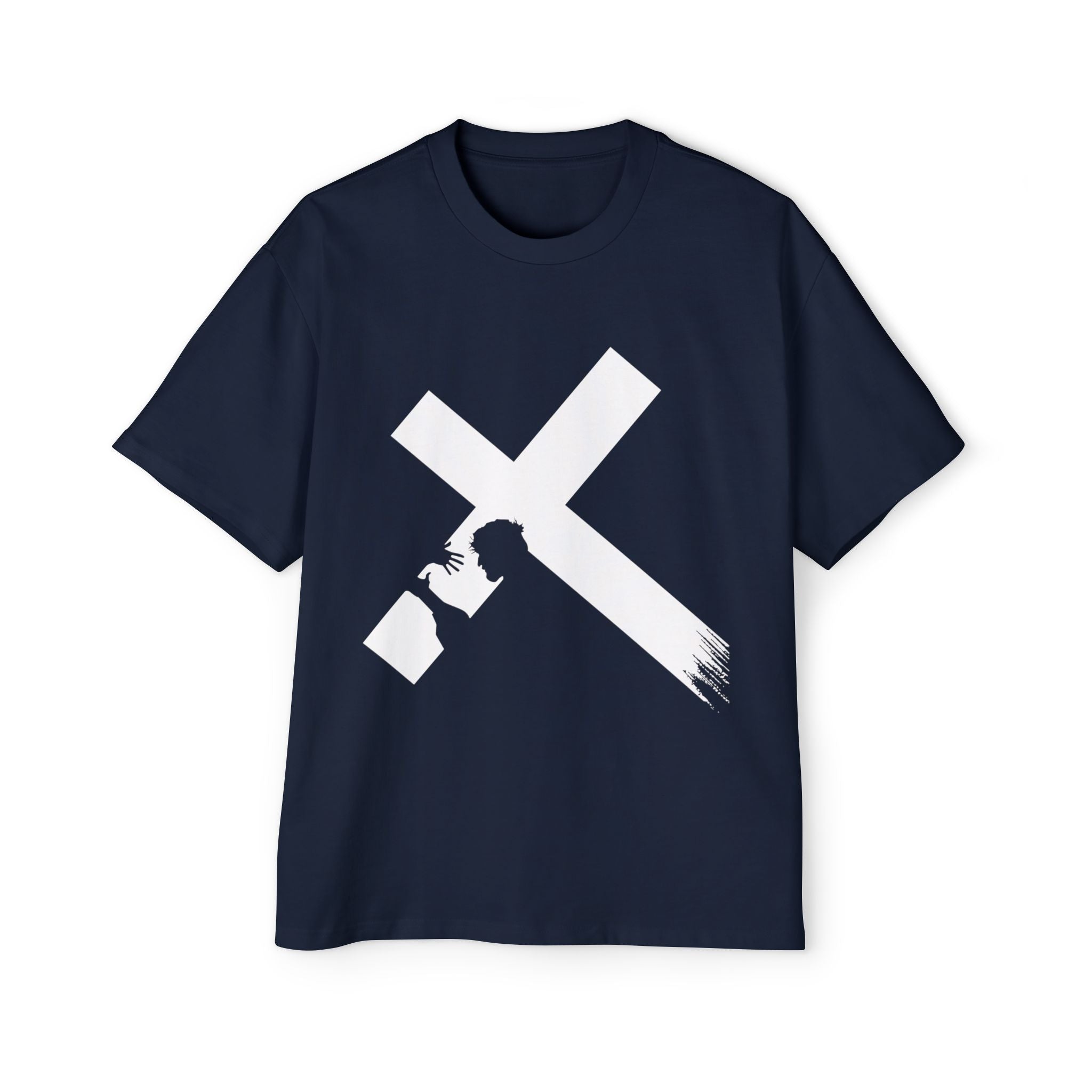 BRUSHSTROKE WHITE CROSS – OVERSIZED TEE