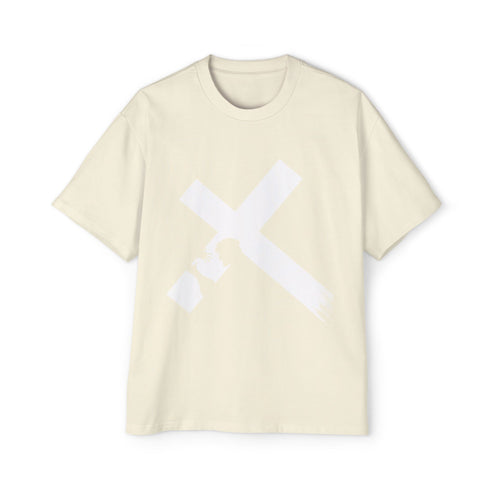 BRUSHSTROKE WHITE CROSS – OVERSIZED TEE