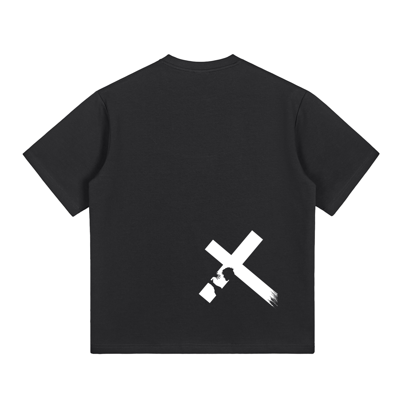 Brushstroke Cross - Black T-shirt
